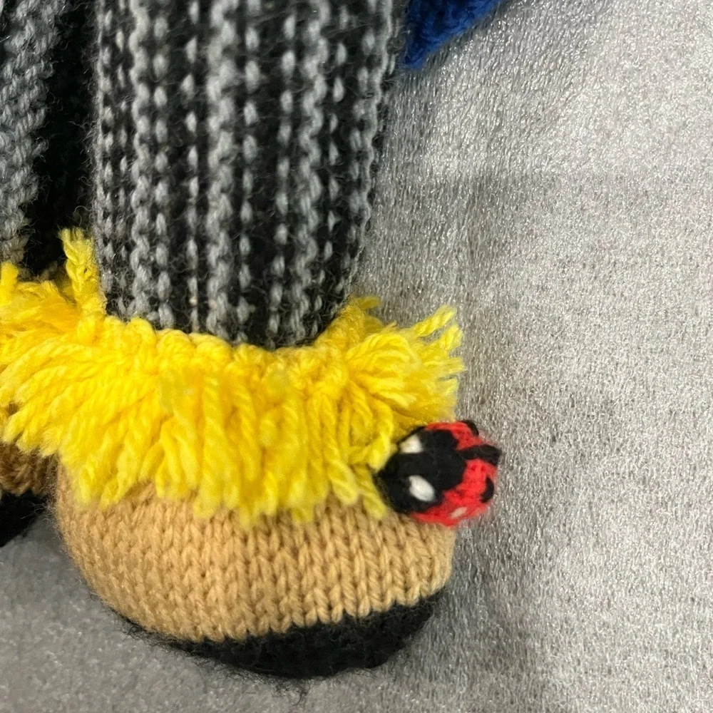 VTG Handmade Colorful Scarecrow Knit Crochet Soft Toy Crow Mouse ladybug - Picture 2 of 4